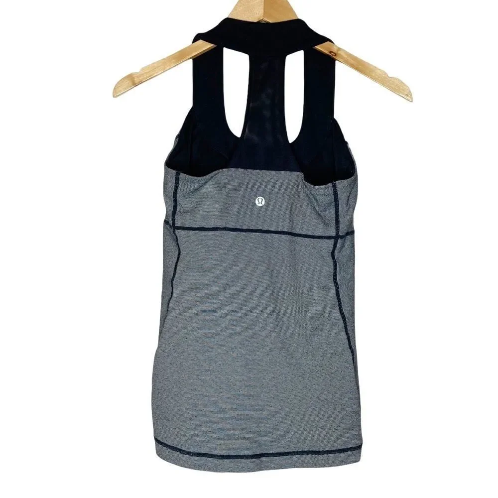 LULULEMON | Scoop Neck Black & Gray Microstripe RacerBack Tank